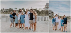 Family beach session with coordinating colors